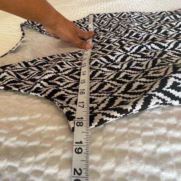 New York & Company Women's Sleeveless Black White Fit & Flare Dress Size L - Picture 6 of 8